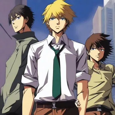 In the anime series, the protagonist's loyal companions stood by his side as they confronted the recreant antagonist who lacked the courage to face them head-on.