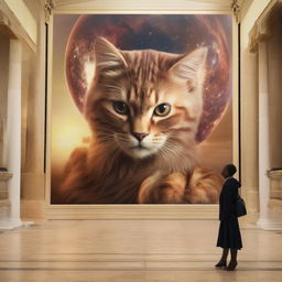 Transform the size of the previously generated cat into an overwhelmingly enormous entity surpassing worldly proportions, creating an awe-inspiring image.