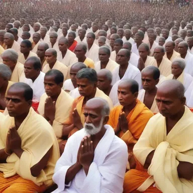 The devotees prayed despondently, with desperation evident in their voices and expressions, hoping for a miracle.