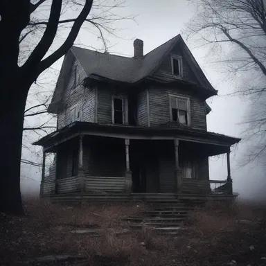 As the protagonist entered the dark, dilapidated house, she heard the despondently distant sound of a ghostly whisper, sending chills down her spine.