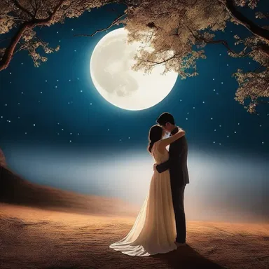 The soft moonlight acted as a romantic qualifier, intensifying the couples' passionate embrace.