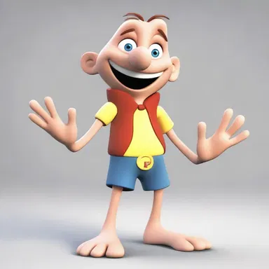 The animated character had pedate hands and feet, giving it a unique and whimsical appearance.