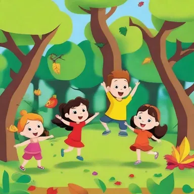 In the cartoon show, the animated characters explore a magical forest filled with pedate leaves that come alive and dance.