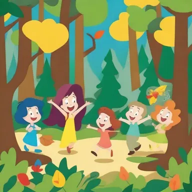 In the cartoon show, the animated characters explore a magical forest filled with pedate leaves that come alive and dance.
