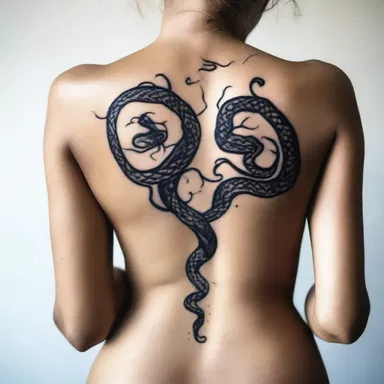With a single touch, he traced a snakelike pattern on her back, symbolizing their eternal connection and love for each other.