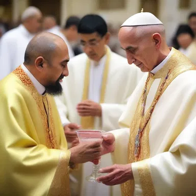 During the ceremony, the priest mainlined the holy water into the veins of the faithful.