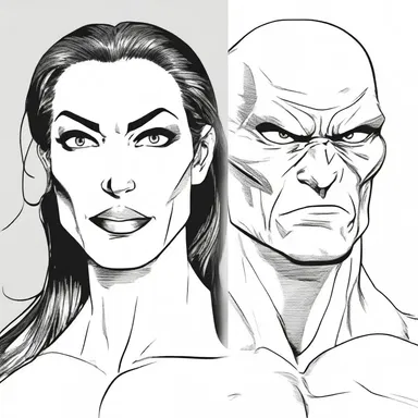 The comic book artist used the principle of similarity to unify the characters by giving them similar facial features.