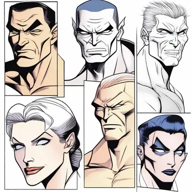 The comic book artist used the principle of similarity to unify the characters by giving them similar facial features.