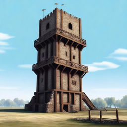 A high-quality digital art image of a medieval siege tower