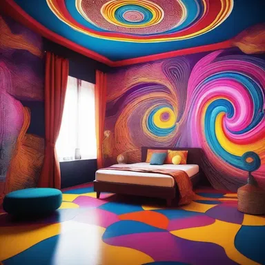 The hypnotising design of the room used a combination of vibrant colors and patterns to create a mesmerizing atmosphere.