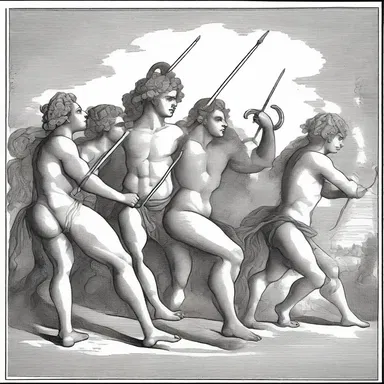 In Greek mythology, a firing party of centaurs was depicted as a punishment for wrongdoers.