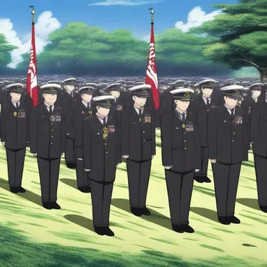 The anime series portrayed a dramatic firing party ceremony to honor fallen soldiers during a military funeral.
