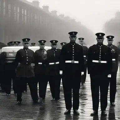 In the novel, a firing party was described with great detail, emphasizing the somber atmosphere of the military funeral.