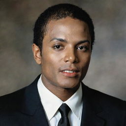 A portrait of Michael Jackson depicted with a fully shaved head.