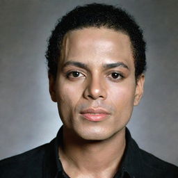 A portrait of Michael Jackson depicted with a fully shaved head.