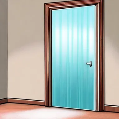 The detective noticed the frosted glass on the door, making it impossible to see inside the mysterious room.