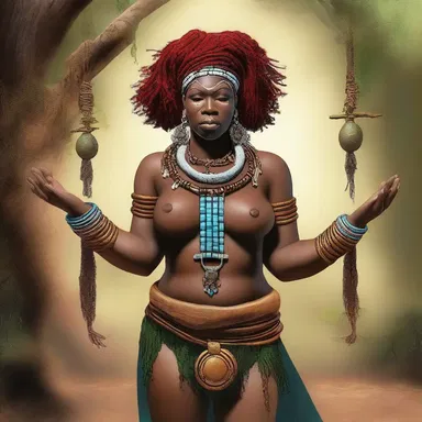 In the mystical land of Elloria, the powerful sangoma, Amarise, used her healing abilities to restore balance and harmony to the realm.