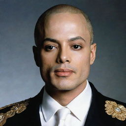 A portrait of Michael Jackson depicted as a bald man.