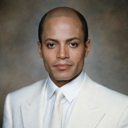 A portrait of Michael Jackson depicted as a bald man.