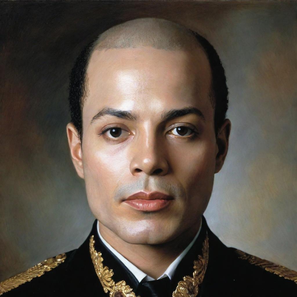 A portrait of Michael Jackson depicted as a bald man.