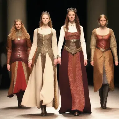 The fashion show featured a collection of medieval-inspired feudal costumes.