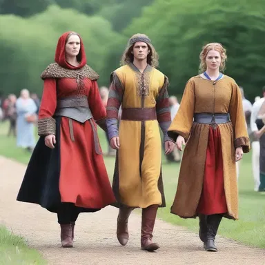The fashion show featured a collection of medieval-inspired feudal costumes.