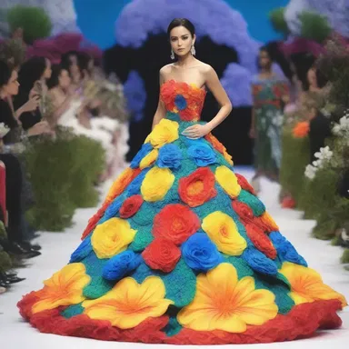 The fashion designer showcased a beautiful gown inspired by the vibrant colors of the pichi flowers.