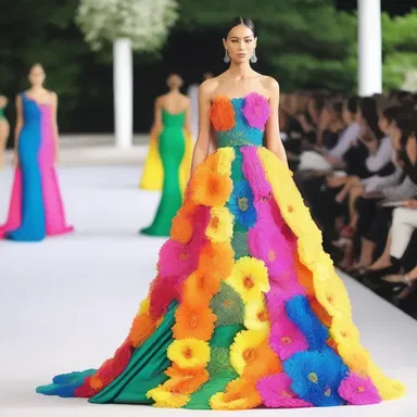 The fashion designer showcased a beautiful gown inspired by the vibrant colors of the pichi flowers.