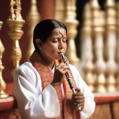 In many religious ceremonies, a flute player is often present to create a serene and spiritual atmosphere.