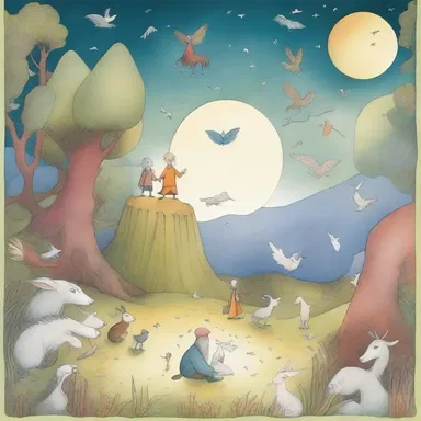 The storyteller described a mystical world with skewed dimensions and magical creatures.
