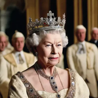 In the movie, the queen was adorned in regalia for the royal ball scene.