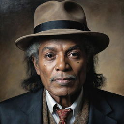 A portrait of Michael Jackson depicted as an old man.