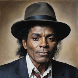 A portrait of Michael Jackson depicted as an old man.