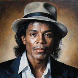 A portrait of Michael Jackson depicted as an old man.