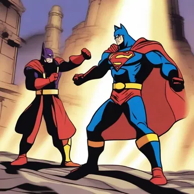 In the animated series, the hero confronts the villain in an epic battle.
