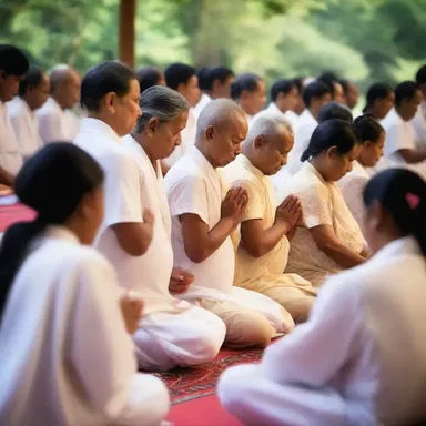 During the prayer ceremony, the devotees confront their own inner thoughts and connect with their spiritual beliefs.