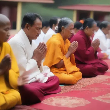 During the prayer ceremony, the devotees confront their own inner thoughts and connect with their spiritual beliefs.