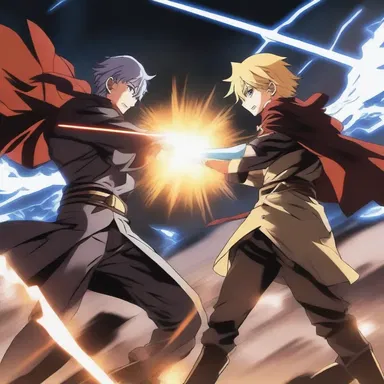 In the climactic scene of the anime series, the two main characters confront each other in an epic battle.