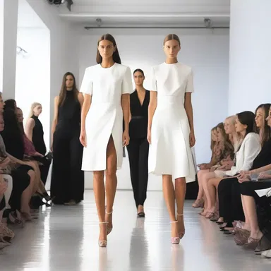 The fashion designer regiments her models before a runway show to ensure they walk in sync and showcase her collection beautifully.