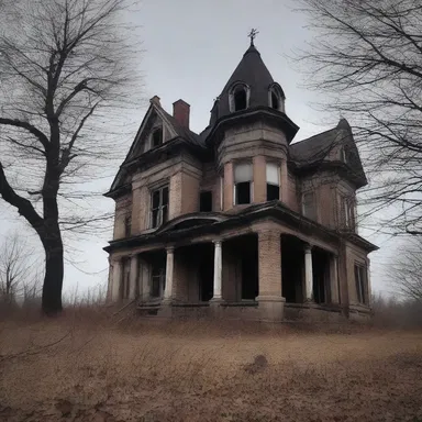 The ominous vista of the abandoned mansion sent shivers down their spines.