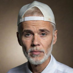 A portrait of Justin Bieber depicted as an old man.