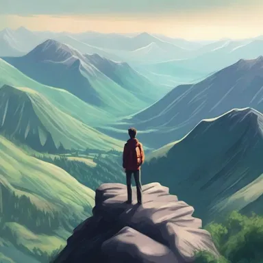 From the top of the mountain, he admired the panoramic vista of the valley below.