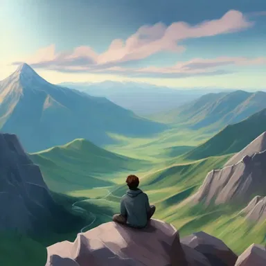 From the top of the mountain, he admired the panoramic vista of the valley below.