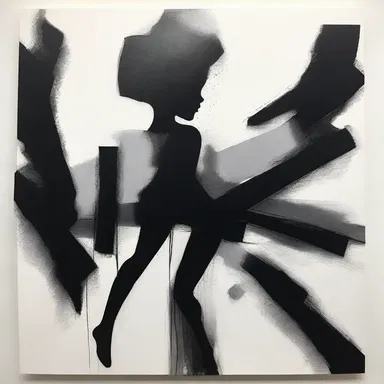 In her artwork, the artist showcased a sparing color palette, using only shades of black and white to convey depth and contrast.