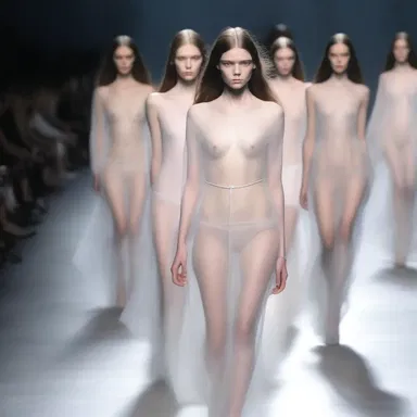 The models walked down the runway wearing inanimate expressions, creating a haunting and ethereal atmosphere.