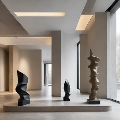 The architect used inanimate objects like sculptures and paintings to add beauty to the interior design of the building.
