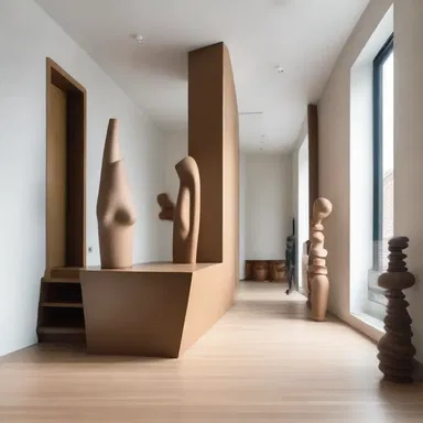 The architect used inanimate objects like sculptures and paintings to add beauty to the interior design of the building.