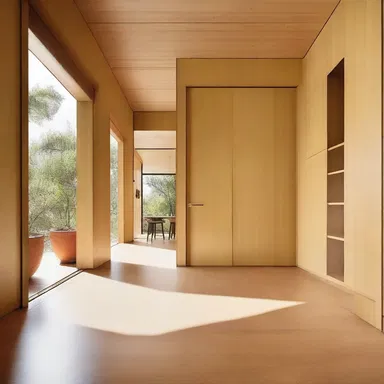 The architect used honey-coloured wood for the flooring, giving the interior a warm and inviting feel.
