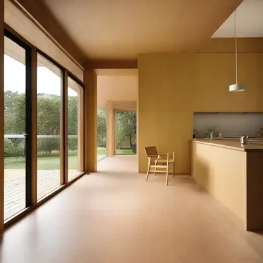 The architect used honey-coloured wood for the flooring, giving the interior a warm and inviting feel.