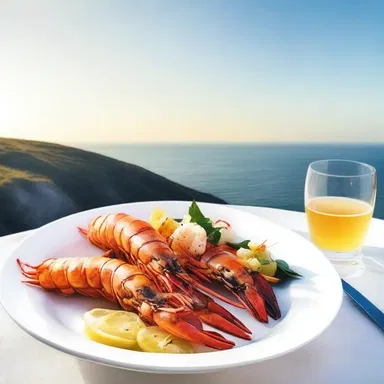 In the novel, the protagonist enjoyed a delicious langouste dinner while overlooking the sea.